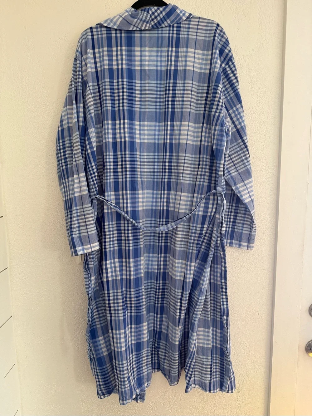Polo Ralph Lauren Men’s Robe Small/Medium Plaid Cotton Robe Blue White Tie Waist